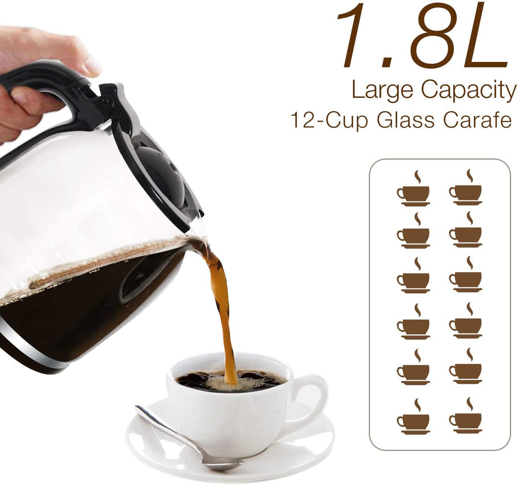 White 12-Cups Coffee Maker with Glass Carafe I91829