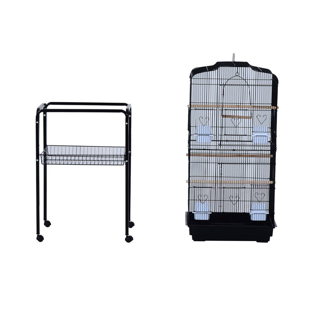 Black Metal Bird Cage with Rolling Stand N9743