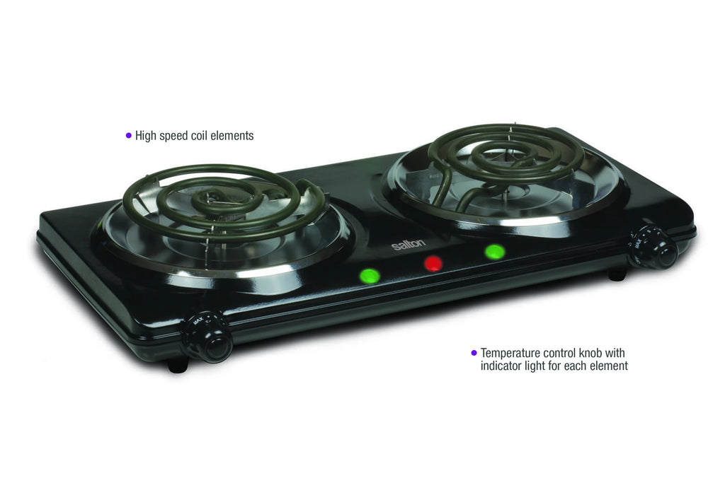 Black Portable Double Burner Cooktop U438