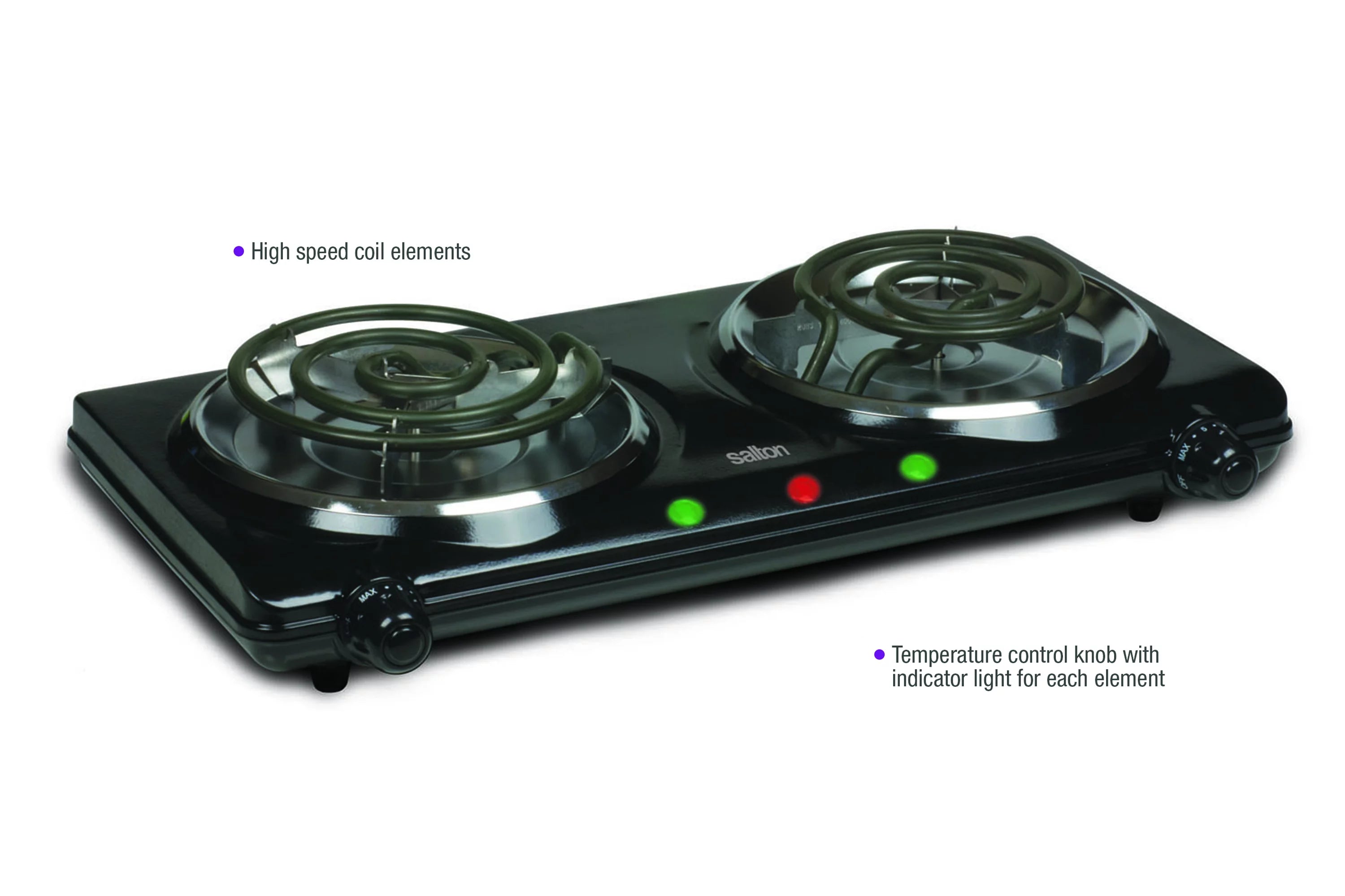 Black Portable Double Burner Cooktop U438
