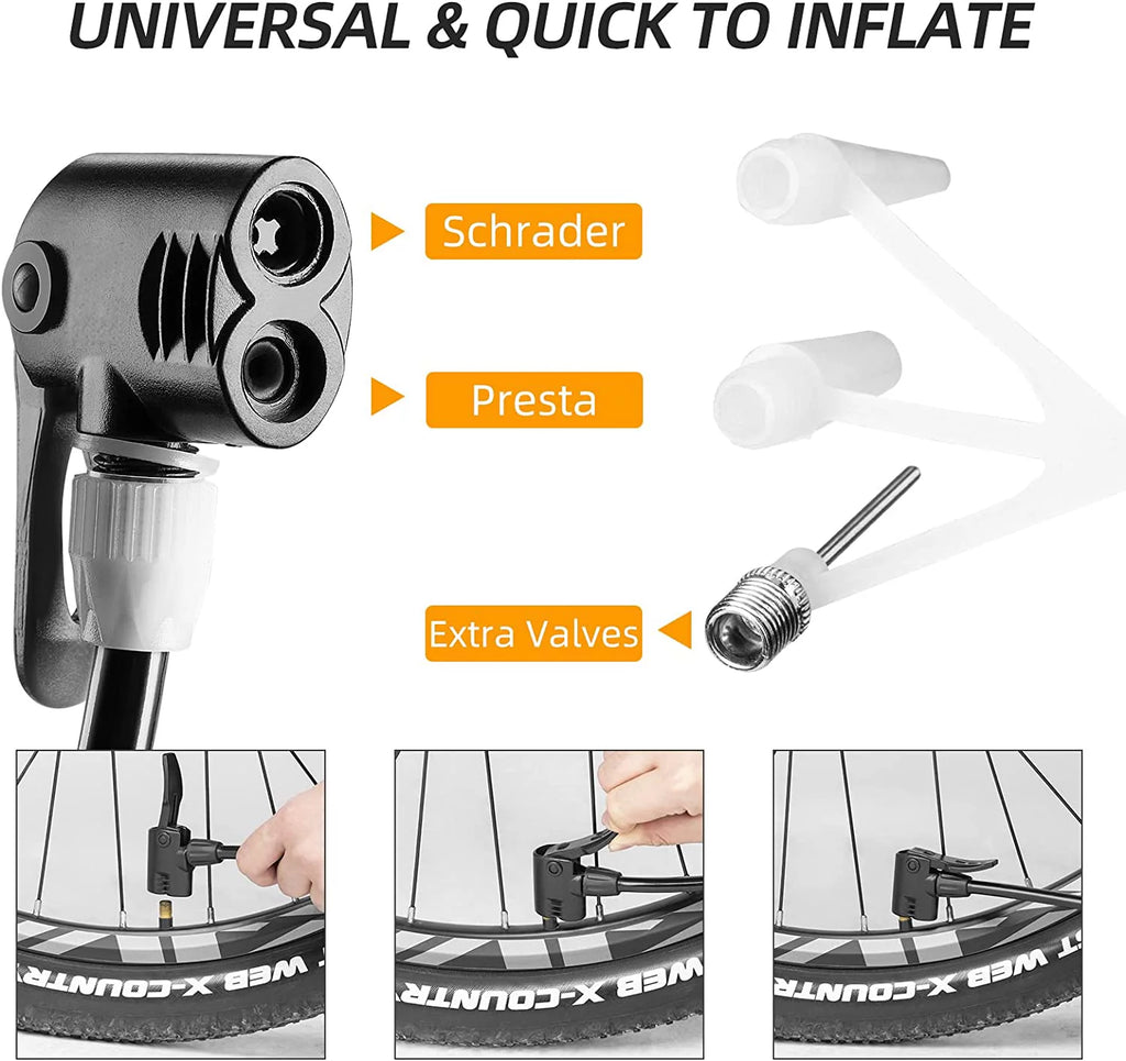 160 PSI Double Cylinder Foldable Bike Foot Pump B234