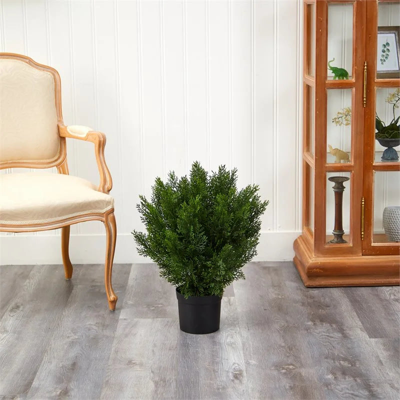 2'H Artificial Cedar Bush With Pot, Green/Black M967