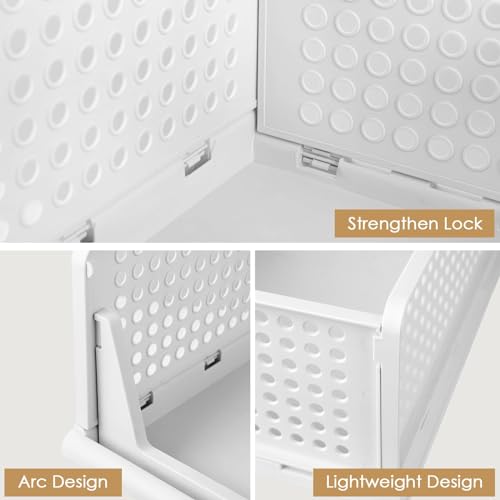 Stackable Plastic Storage Basket (5 * 5L) (White, Large) O276