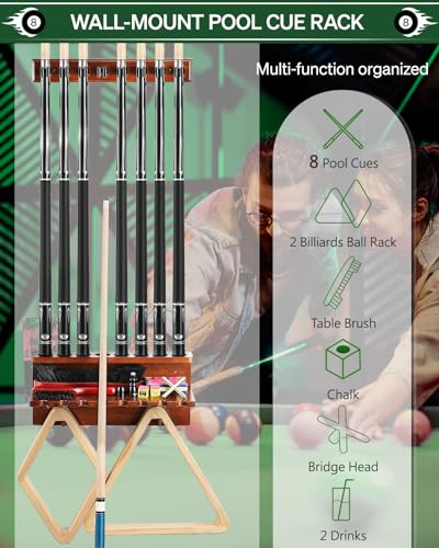 Hardwood Pool Cue Rack for 6 Cues O400330