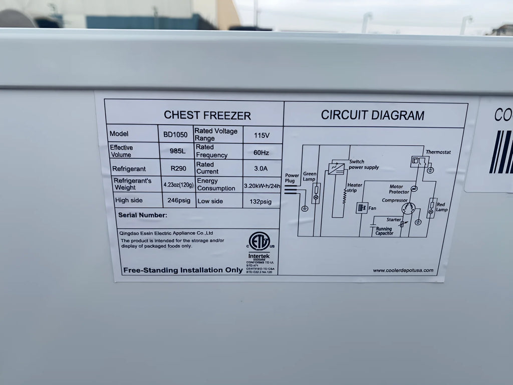 35 cu ft Double Door Chest Freezer V890