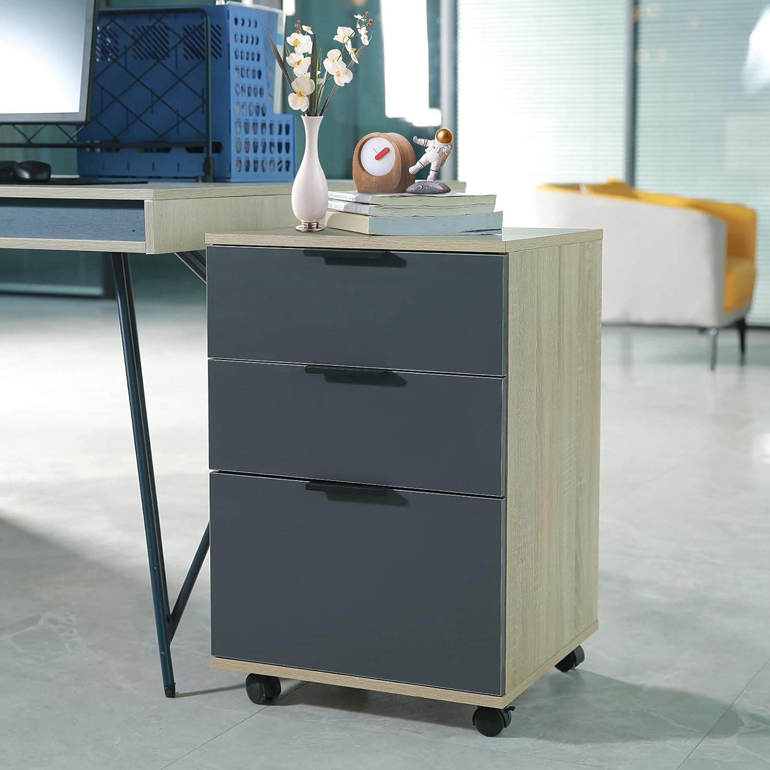 3 Drawer Rolling Wood File Cabinet with Wheels Z253459