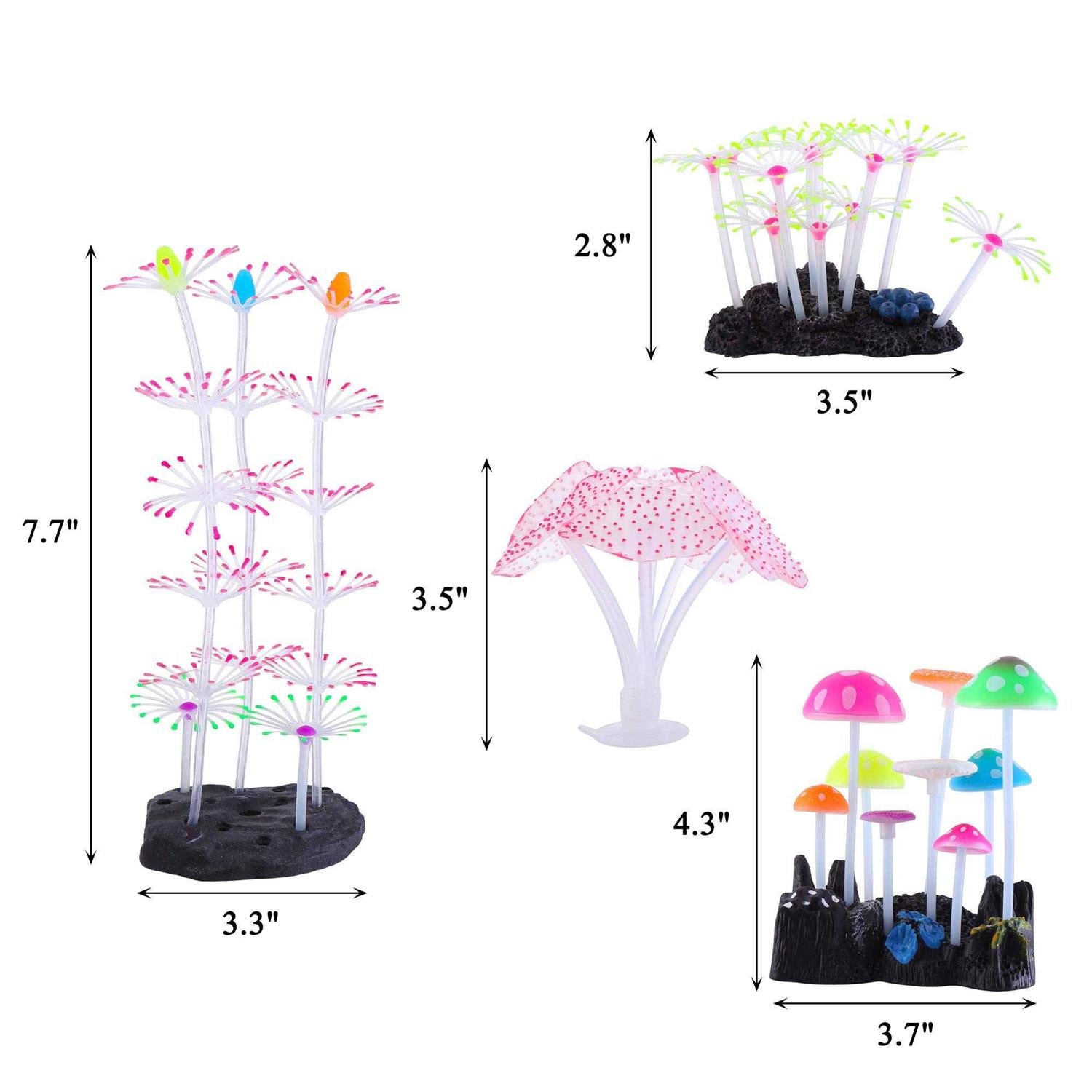 4 Pack Glow Silicone Aquarium Decorations C760008
