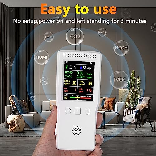 9-in-1 Portable Air Quality Monitor with Large Display and Voice Alert S5601