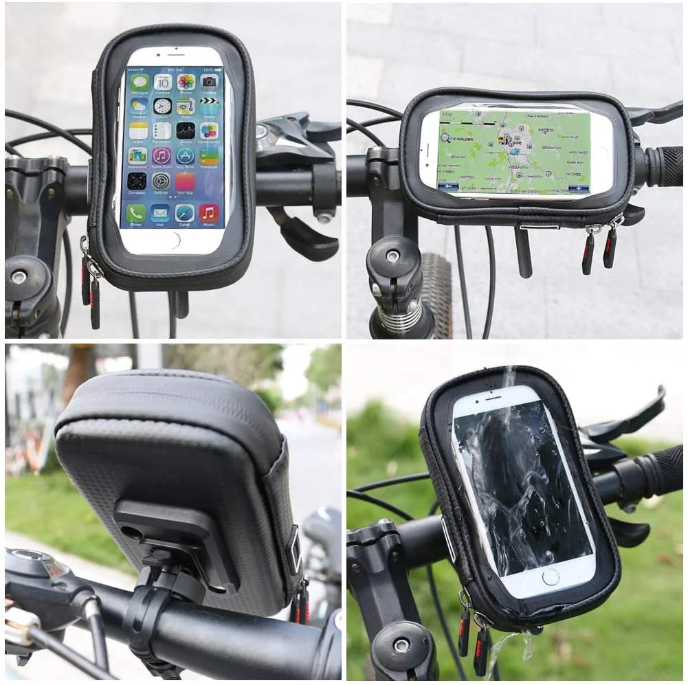 Bike Phone Mount Handlebar Bag Anti-shake Waterproof with 360° Rotation J9340