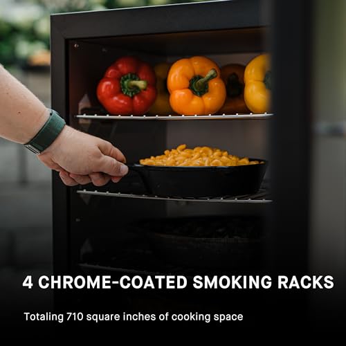 30-inch Digital Electric Vertical BBQ Smoker with Leg Kit and Side Wood Chip Loader in Black F760687
