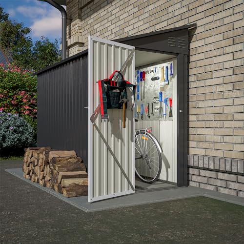 Black Heavy-Duty Outdoor Metal Storage Shed with Floor Base T474