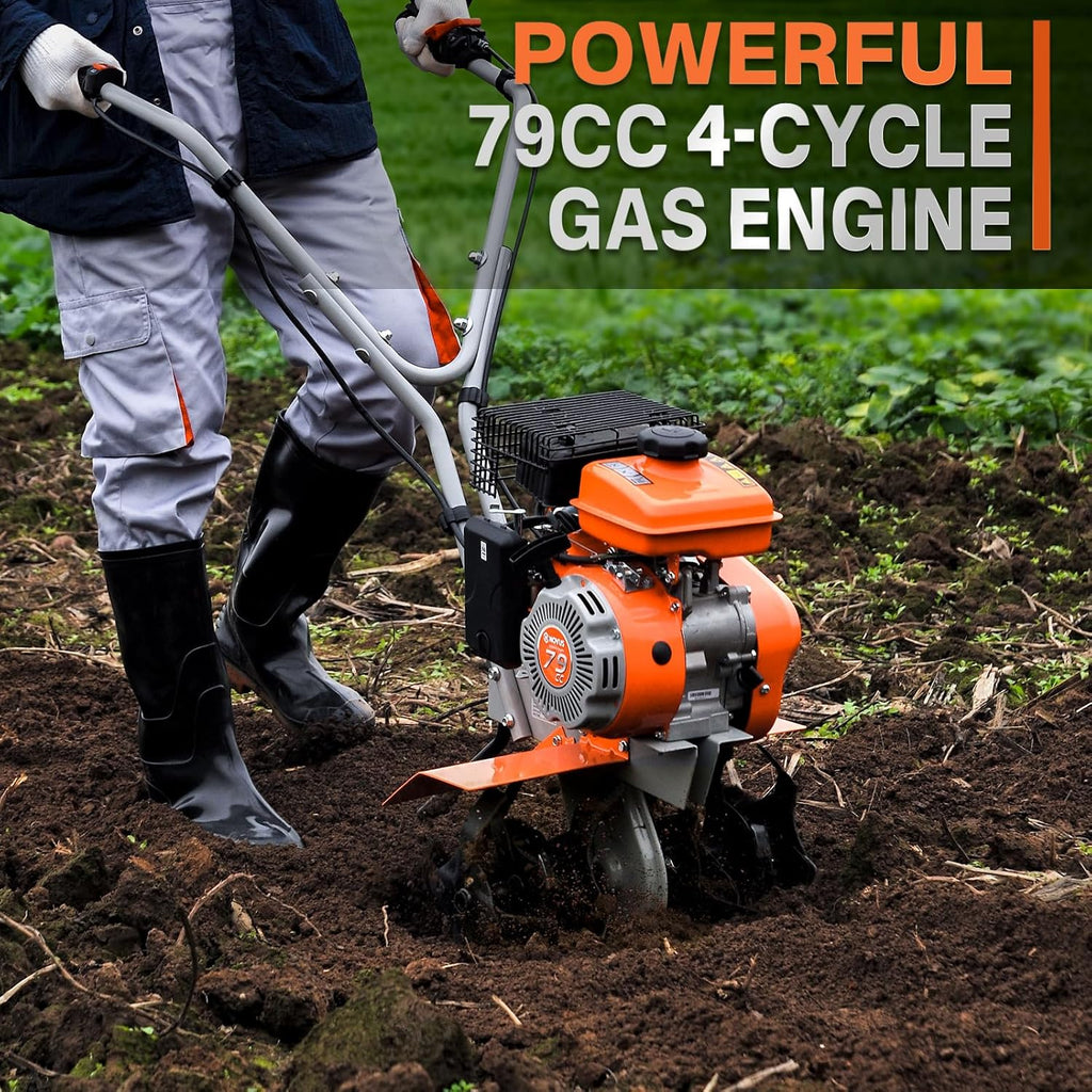 17-Inch Gas Tiller, 79 cc 4-Cycle Gas Engine, Forged Steel Tines S12016