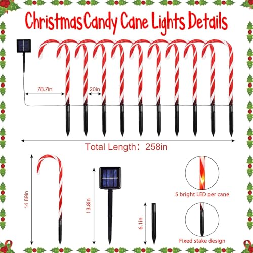 20 Pack Solar Candy Cane Lights P183124