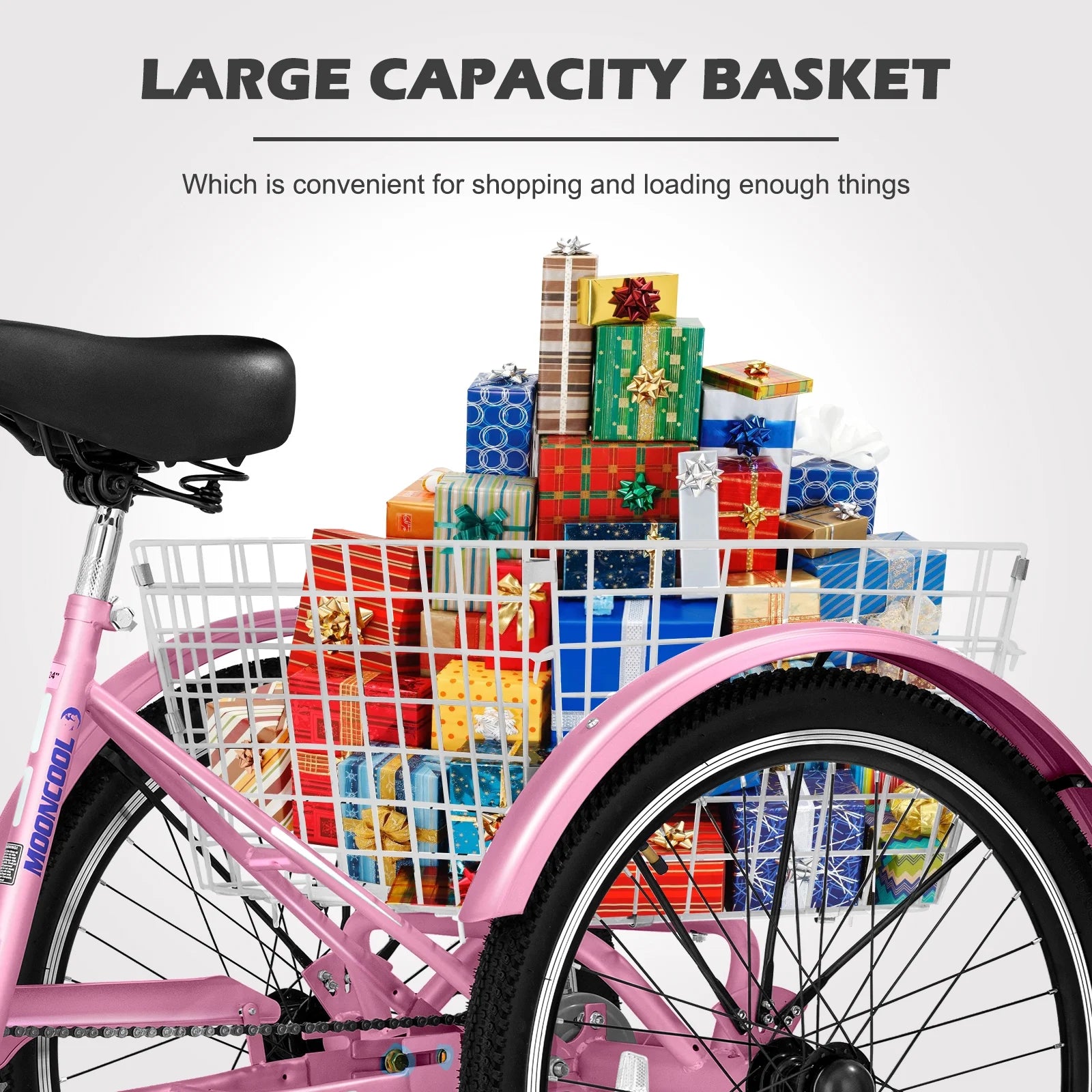 24 inch 3 Wheel Single Speed Adult Tricycle with Shopping Basket S9449