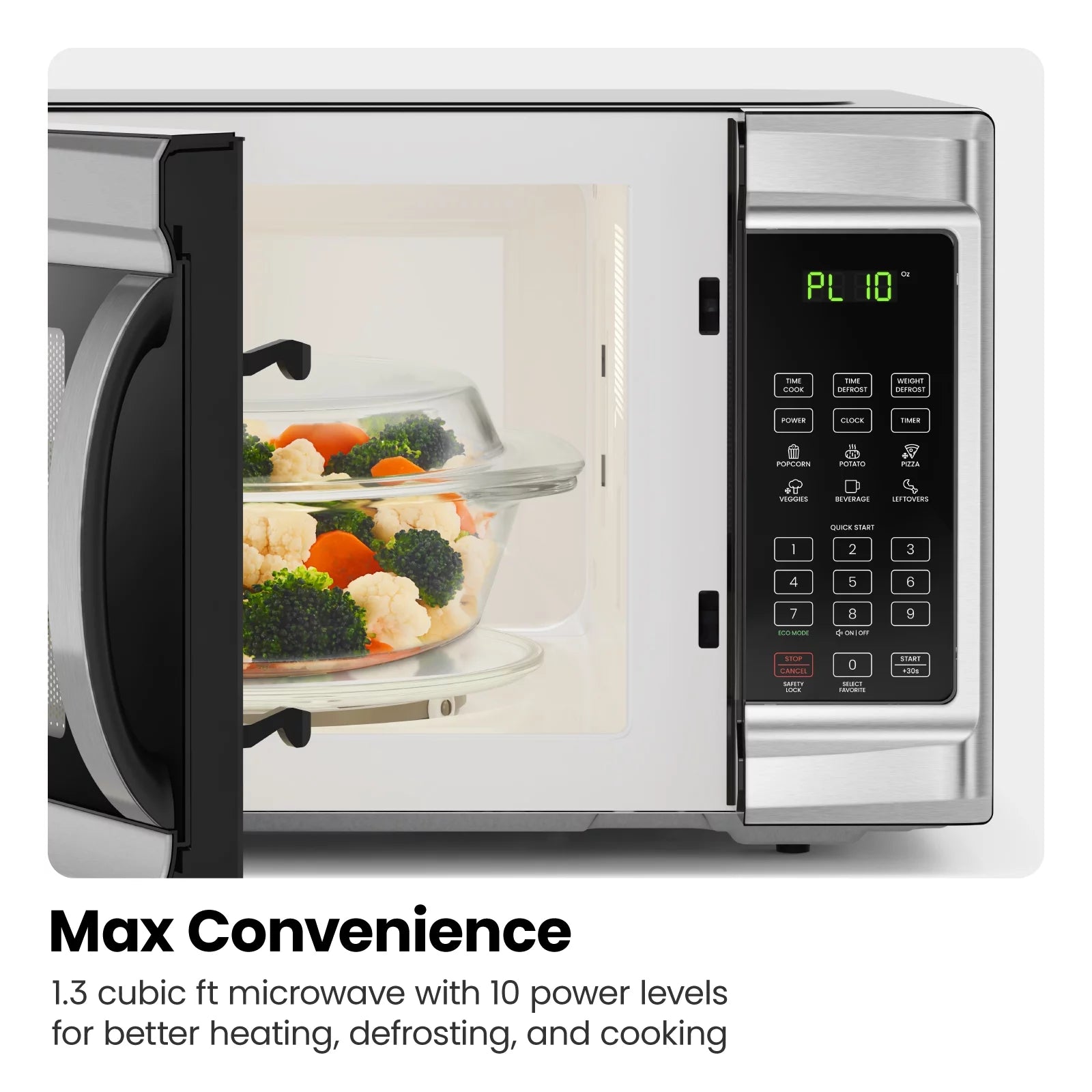 1.3 Cu Ft 1000 Watts Stainless Steel Countertop Microwave Oven S383822