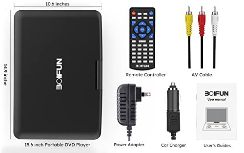 17.5" Portable DVD Player with 15.6" HD Screen, 6 Hours Rechargeable Battery, Black R1329