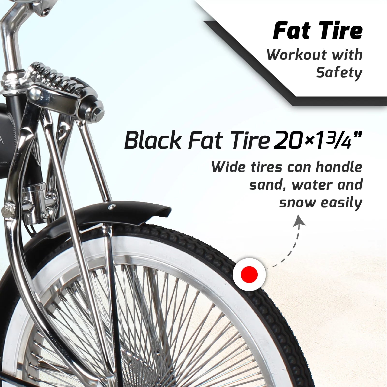 20 inch Matte Black Beach Cruiser Bike E98236