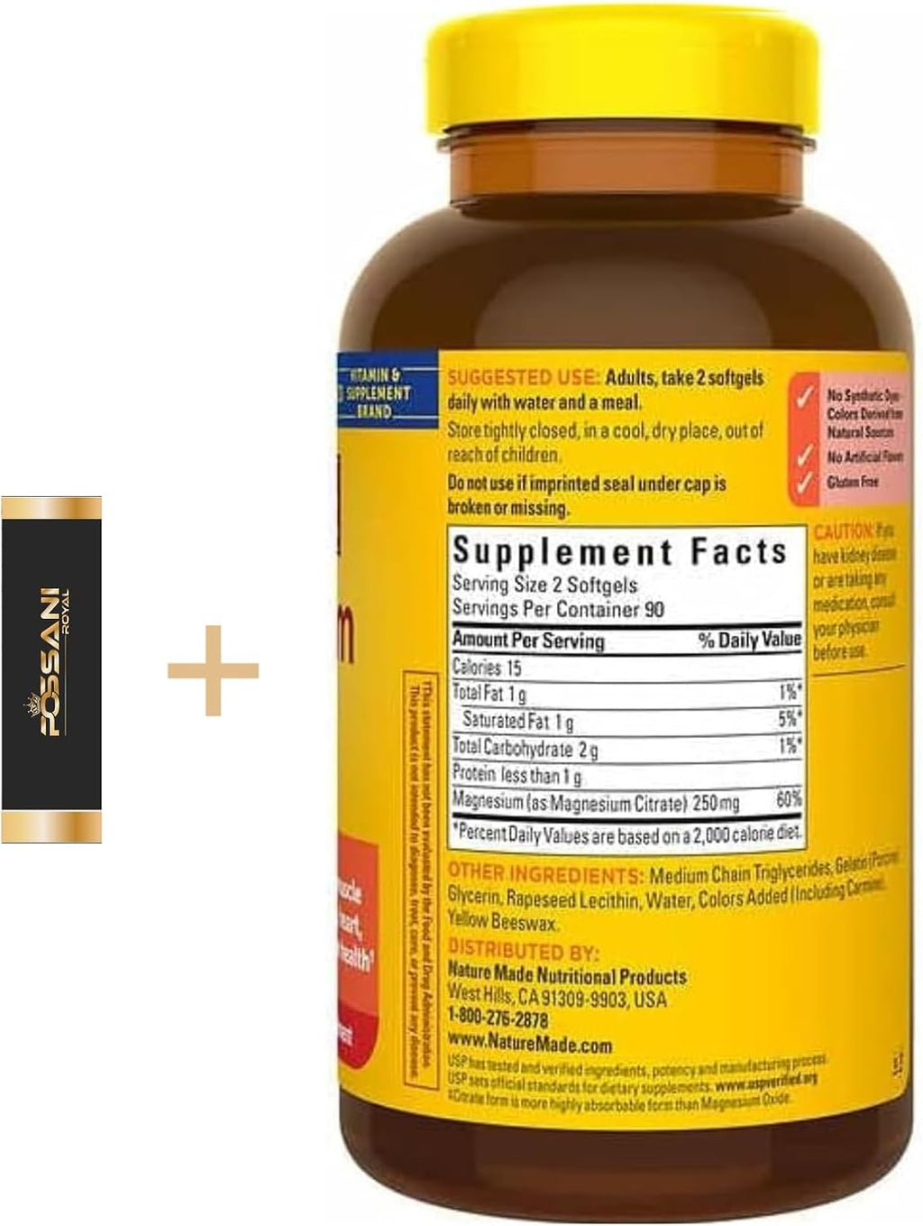 Magnesium Citrate 250 mg Dietary Supplement, 180 Count Softgels Z765
