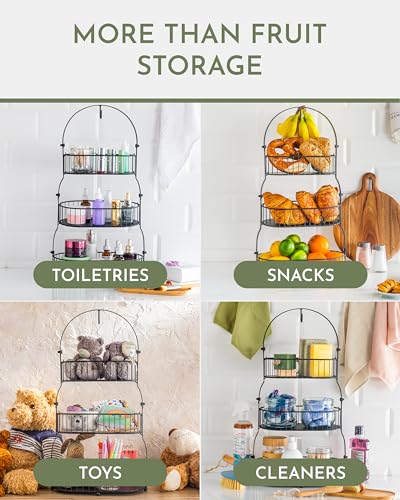 3 Tier Bamboo Fruit Basket with Removable Baskets A68788