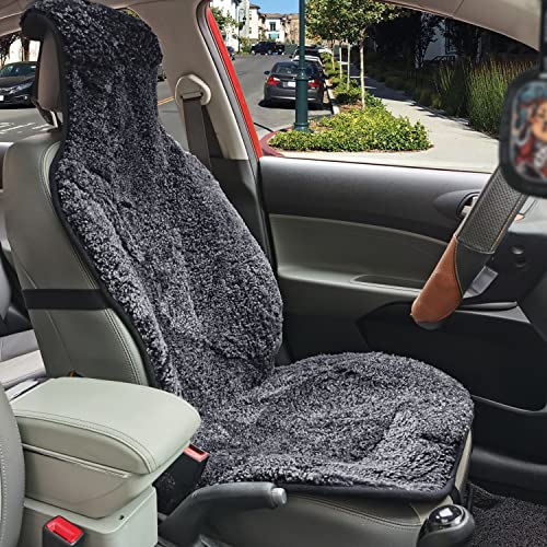 Black Sheepskin Seat Cover Genuine Australian Lambskin Curly Wool Seat Cushion N22915