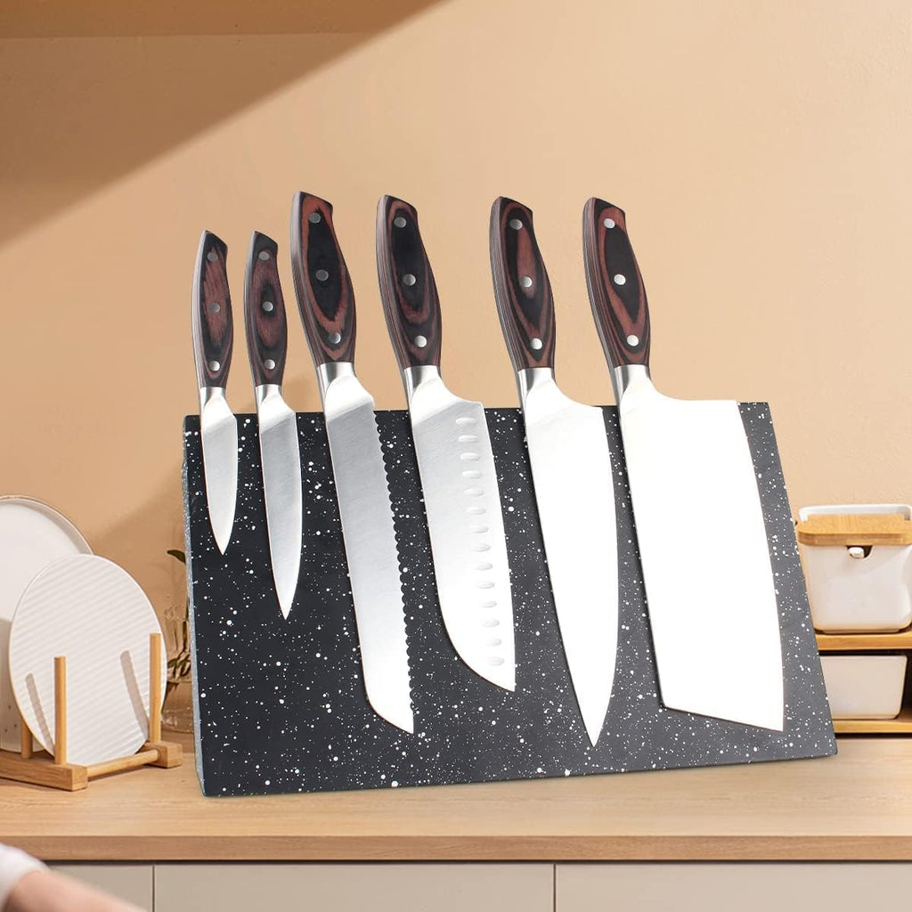 3 PCS German High Carbon Stainless Steel Chef Knife Set with Magnetic Knife Block A367368