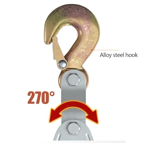 Rope Pulley Hoist 2200 lbs, Heavy Duty Pulley, 8:1 Power Pulley Block and Tackle System J175102