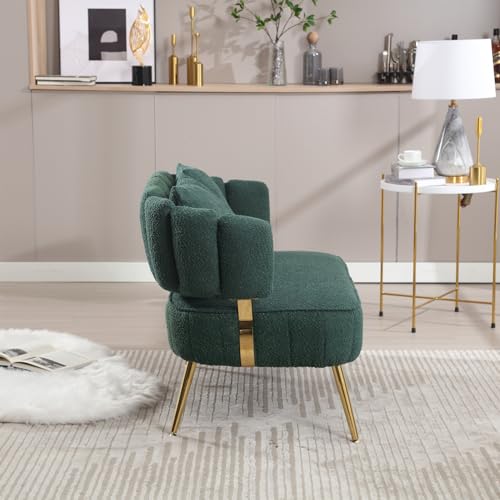 Beige Polyester 2-Seater Loveseat Sofa with Pillow P96608