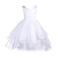 Asymmetric Ruffled Organza Sequin Flower Girl Dress I4638
