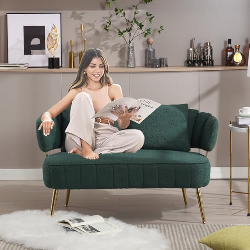 Beige Polyester 2-Seater Loveseat Sofa with Pillow P96608