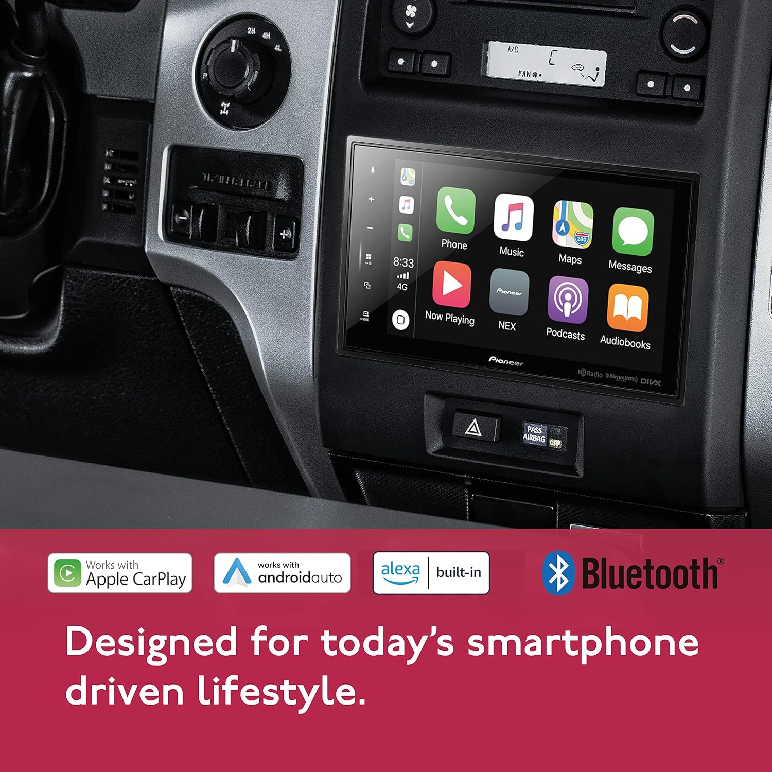 8-inch Digital Media Receiver Wireless Carplay Android Auto Bluetooth HD Radio H138