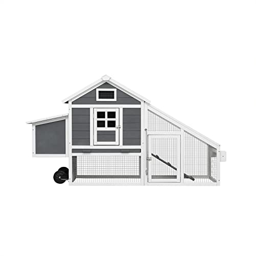 Large Wooden Chicken Coop with Wheels X489