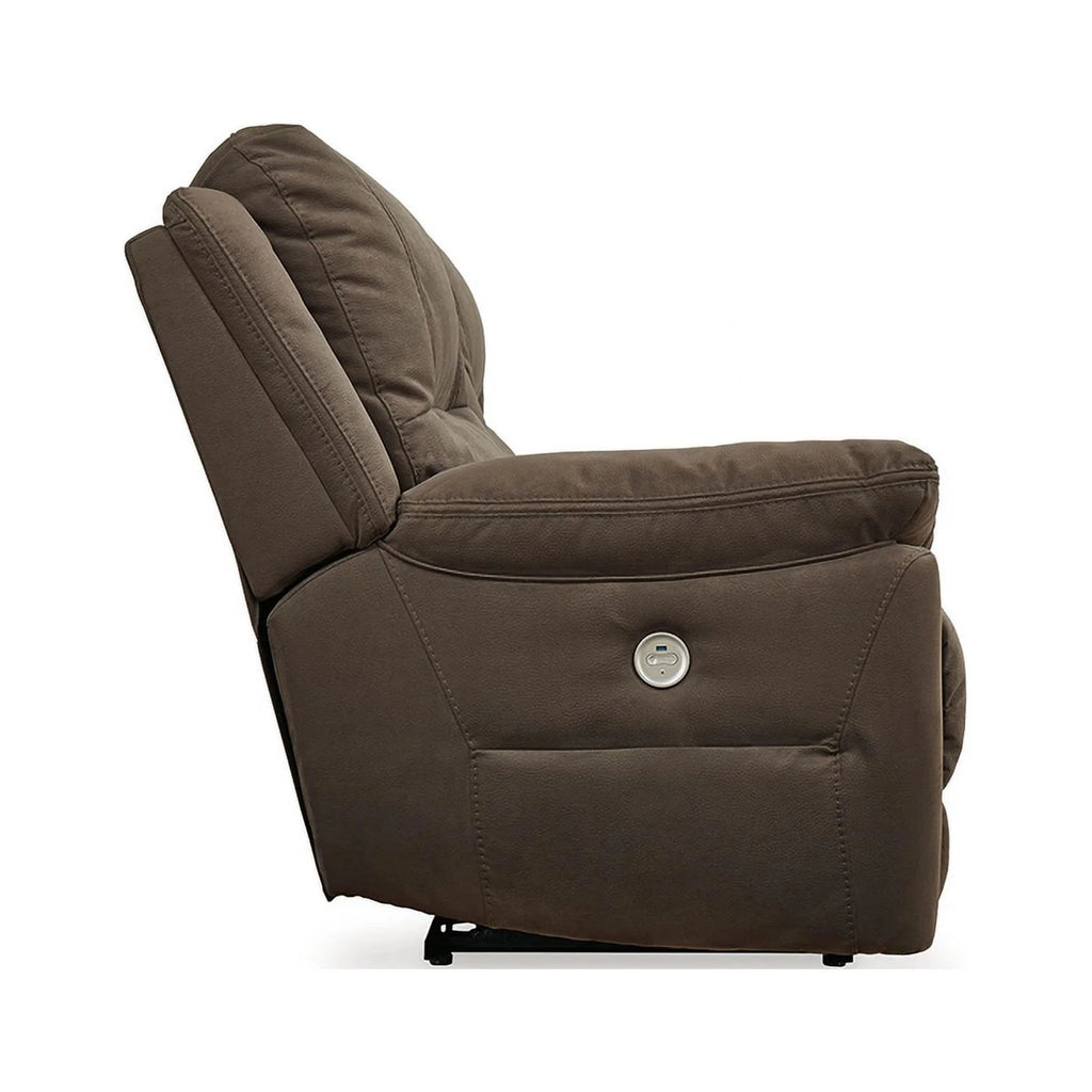 Brown Faux Leather Power Reclining Loveseat P204