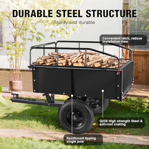 Heavy Duty Steel Dump Cart, 450lbs, 10 cu.ft Capacity W1005
