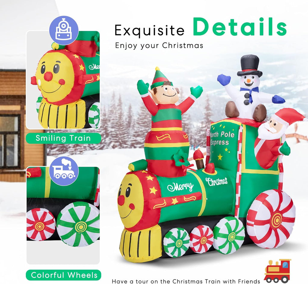 6ft Height Christmas Inflatable Santa Claus with Elf and Snowman Built-in LED Lights G8224