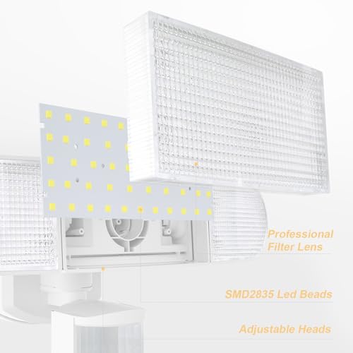 White 3-Head LED Flood Light, 1800LM, 5000K, IP65 Waterproof, Battery Operated U460