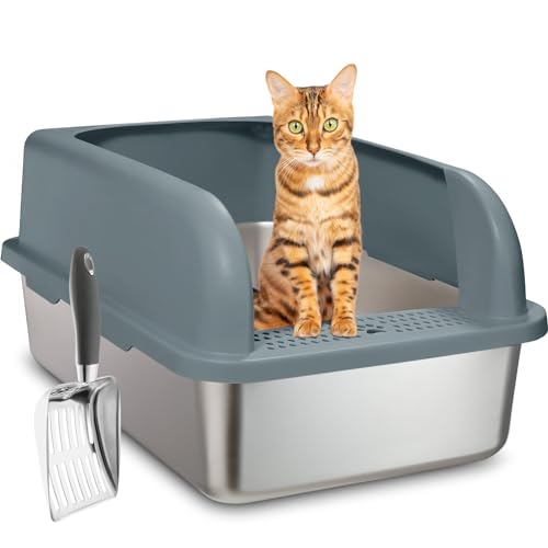 XXL Extra Large Enclosed Stainless Steel Cat Litter Box L779241