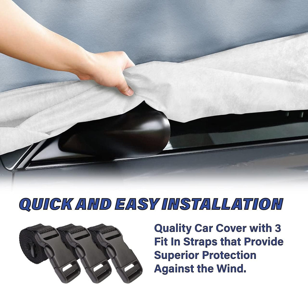 Premium Full Car Cover Waterproof All Weather Resistant Custom Outdoor Indoor Sun Snow Storm Protection Form-Fit Padded Cover with Straps A5870