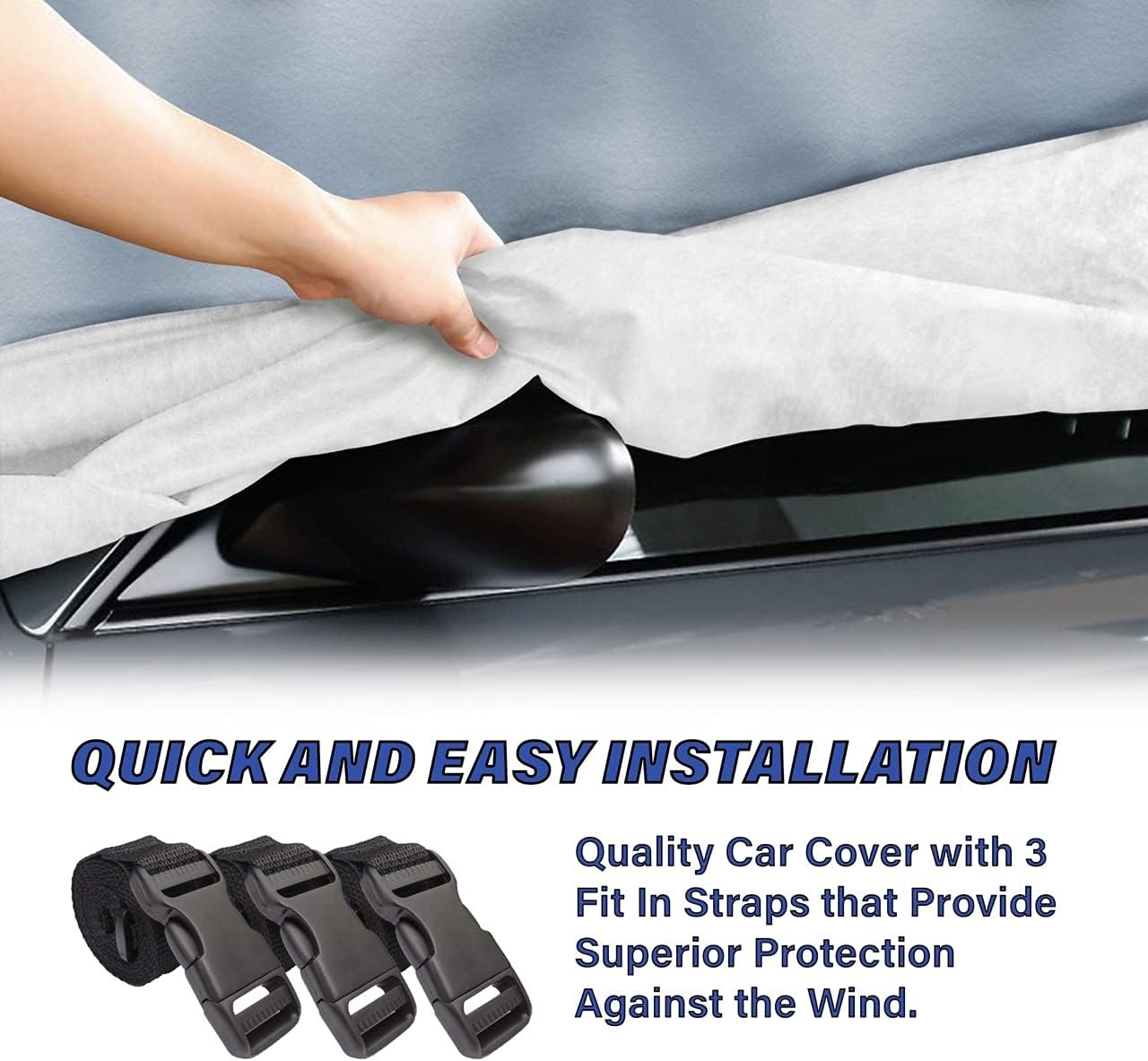 Premium Full Car Cover Waterproof All Weather Resistant Custom Outdoor Indoor Sun Snow Storm Protection Form-Fit Padded Cover with Straps A5870