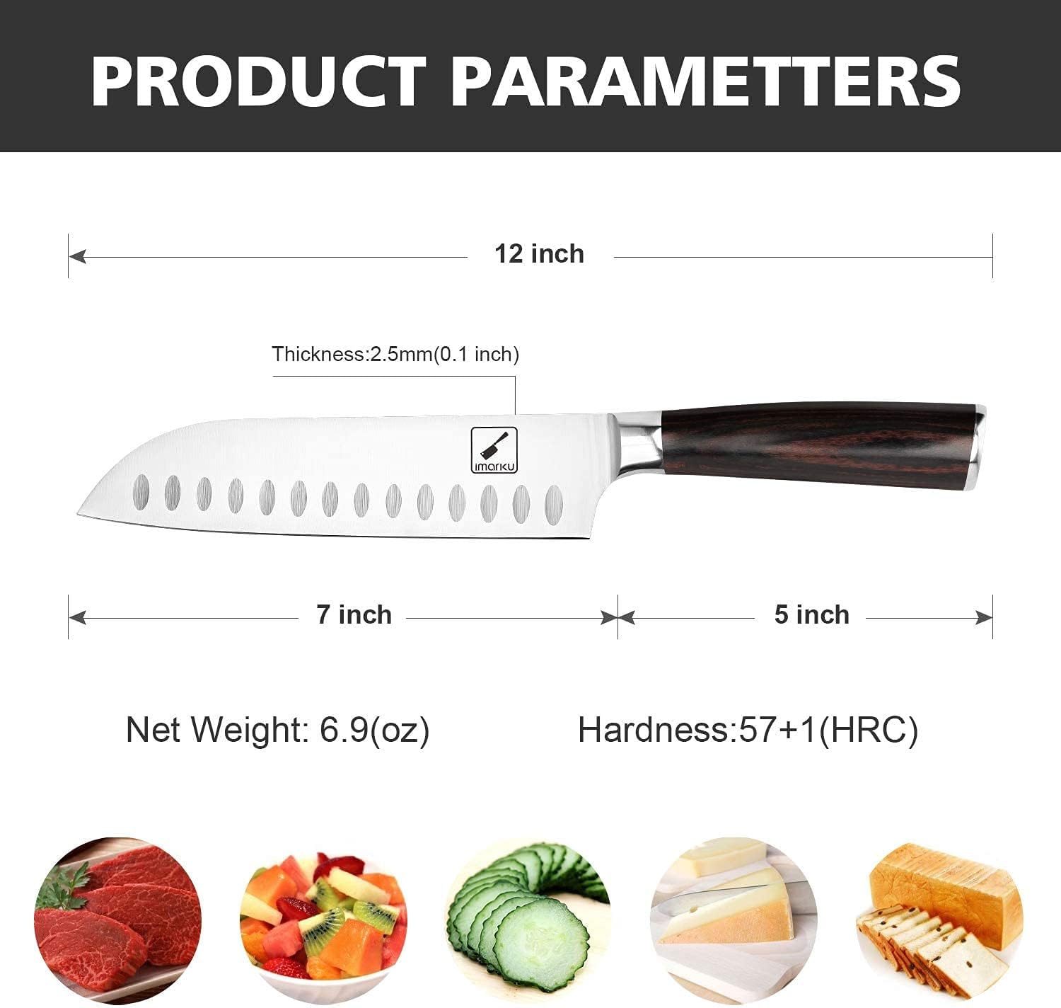 7 inch High Carbon Steel Santoku Knife and Cleaver R8031