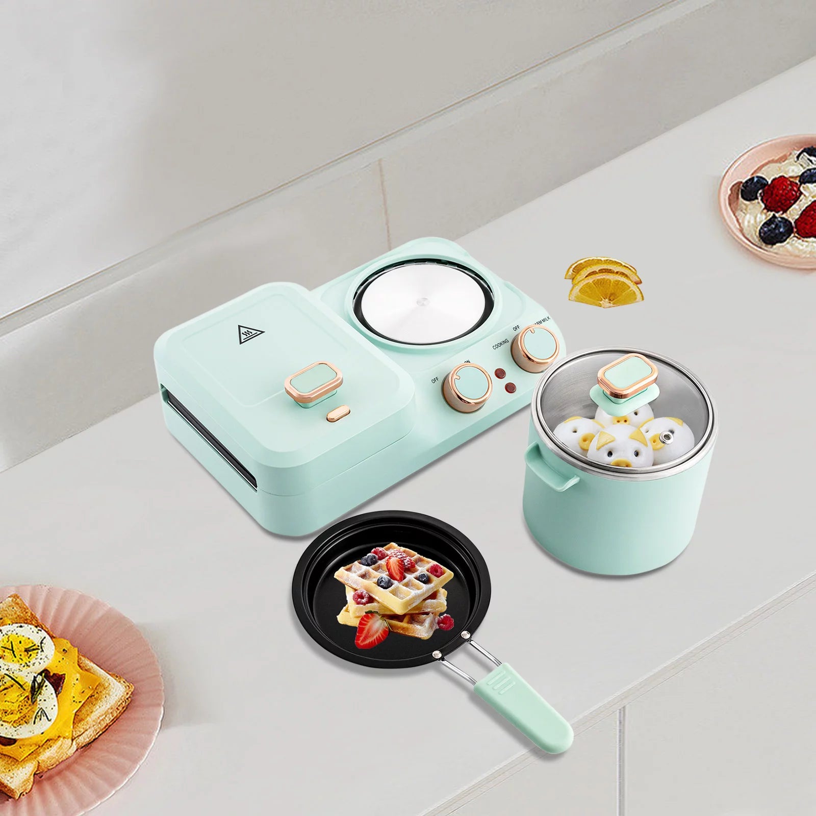3 in 1 Breakfast Maker Machine with Non-stick Coating Plate X783