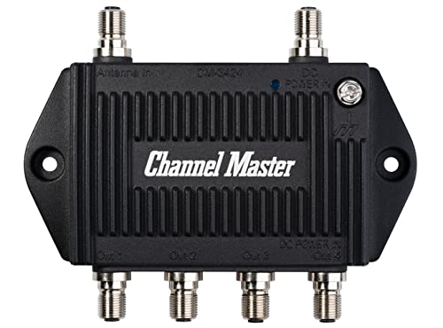 TV Antenna Distribution Amplifier with 4 Outputs, Black F1677