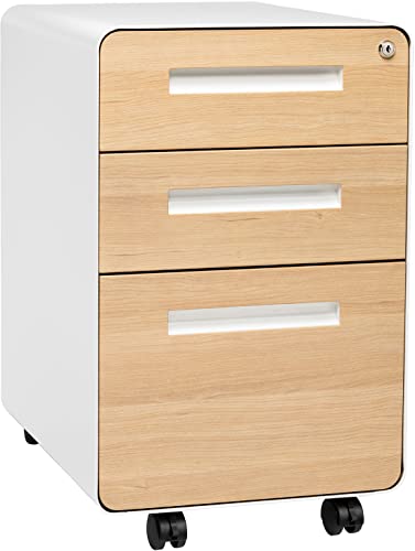 White/Orange 3 Drawer Metal File Cabinet X654714