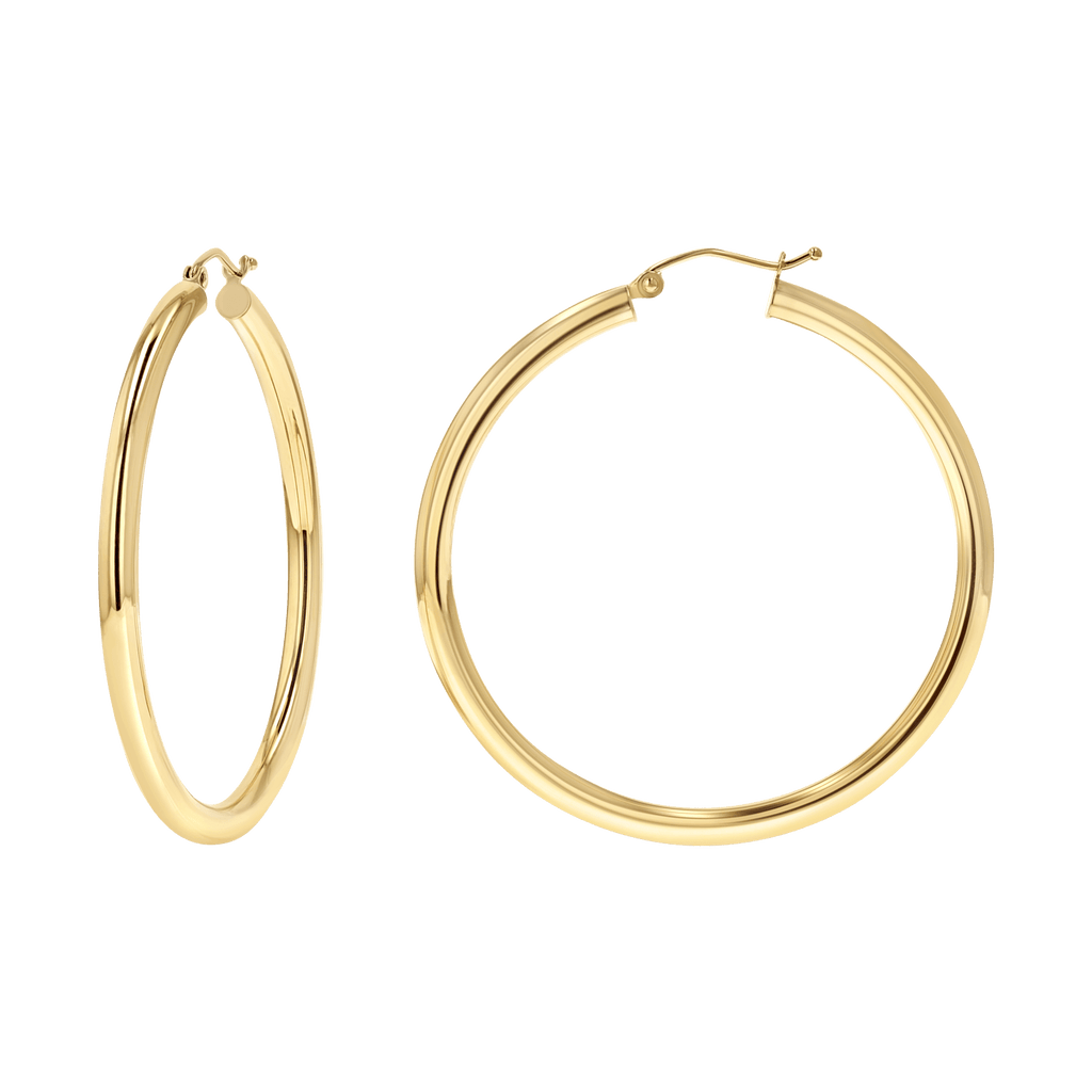Gold Tube Hoop Earrings V4479