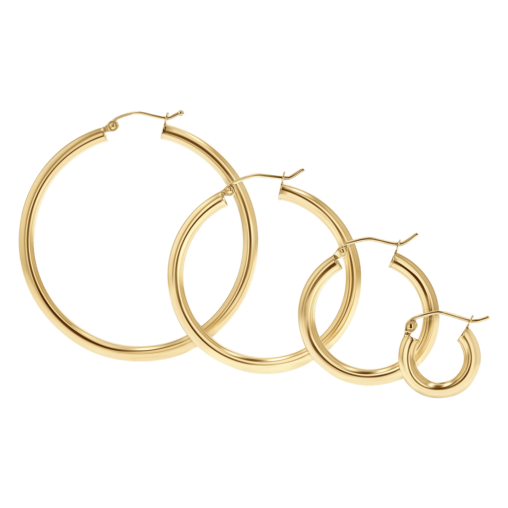 Gold Tube Hoop Earrings V4479
