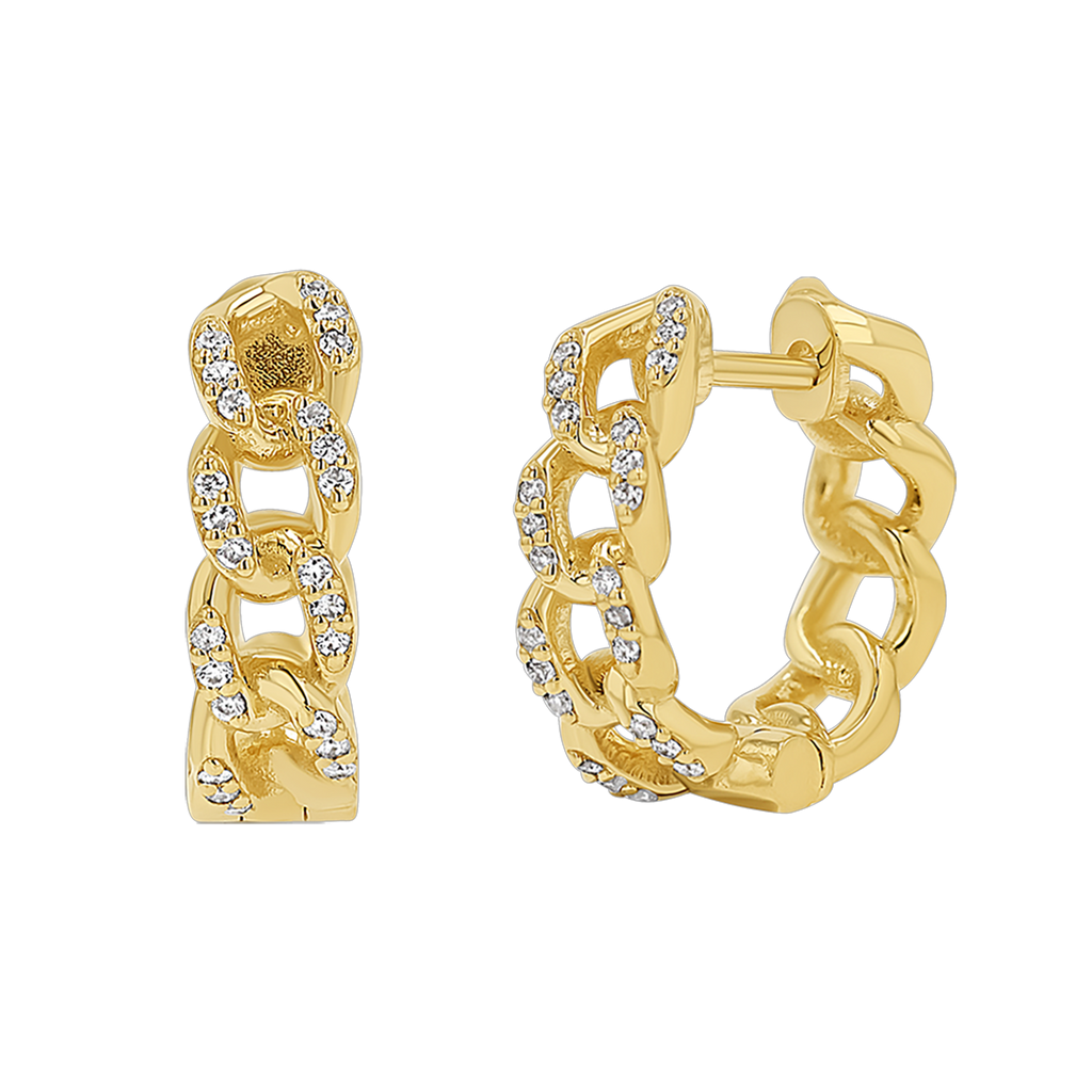 Cuban Link Huggies Hoop Earrings F353773