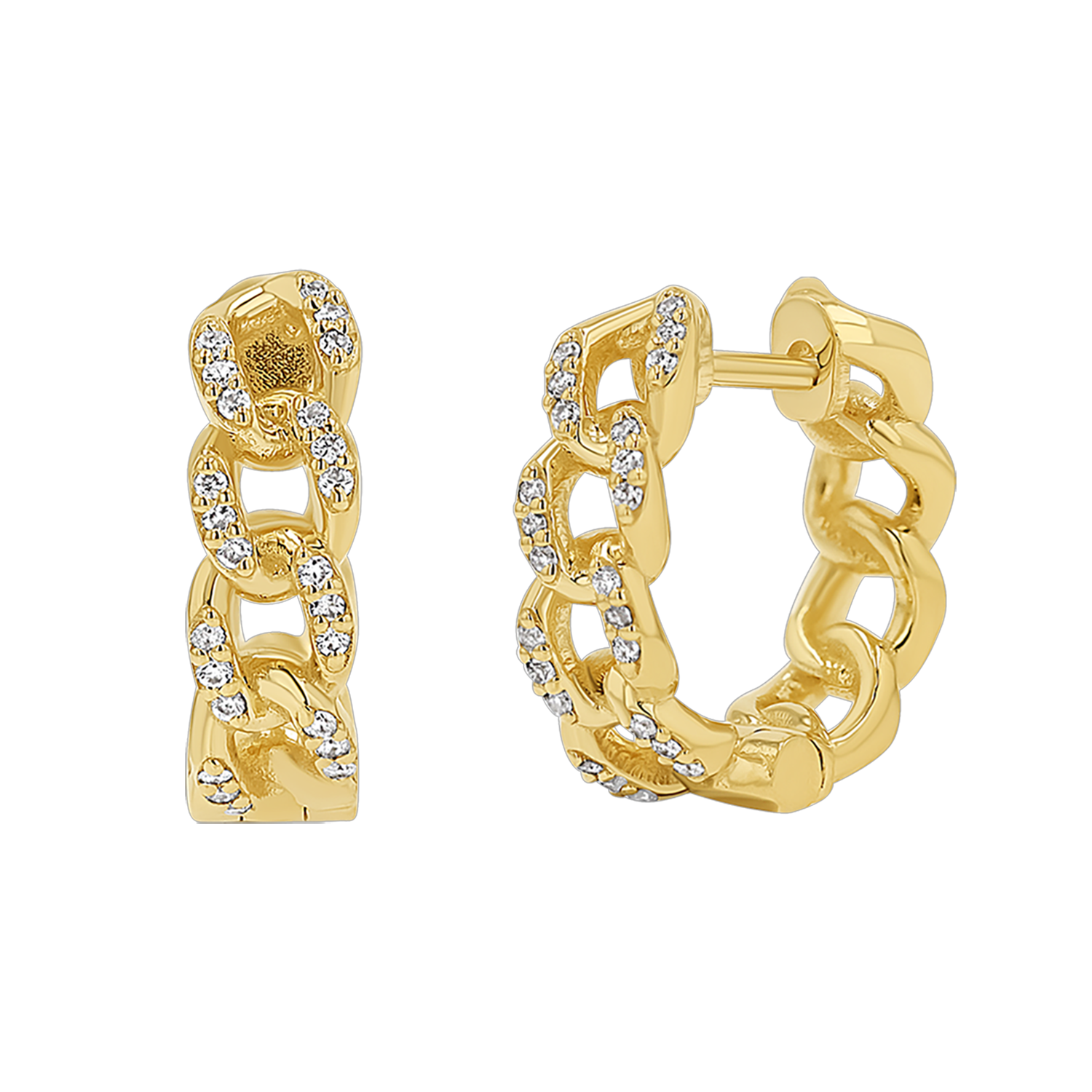 Cuban Link Huggies Hoop Earrings F353773