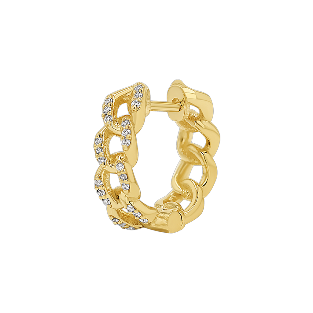 Cuban Link Huggies Hoop Earrings F353773