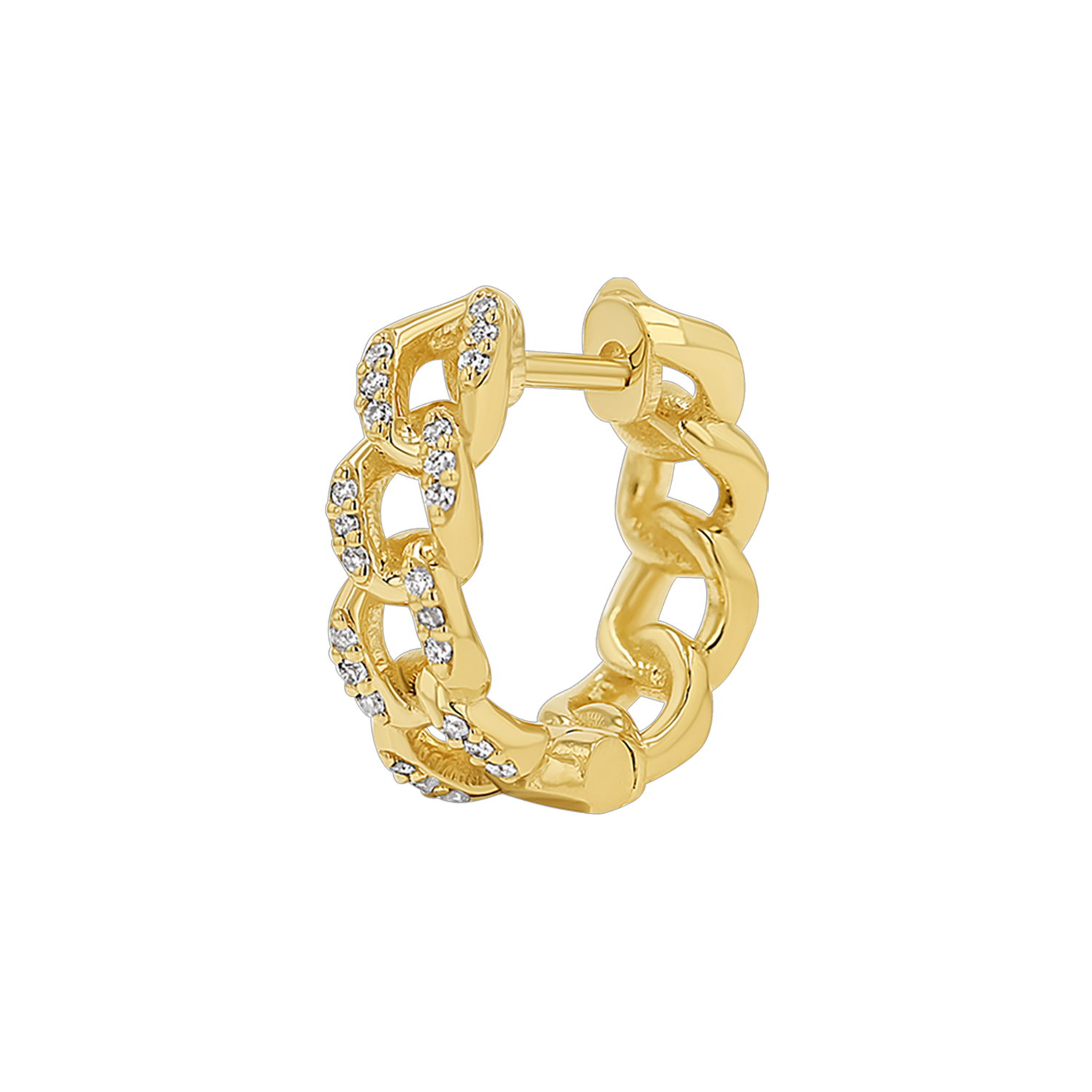 Cuban Link Huggies Hoop Earrings F353773
