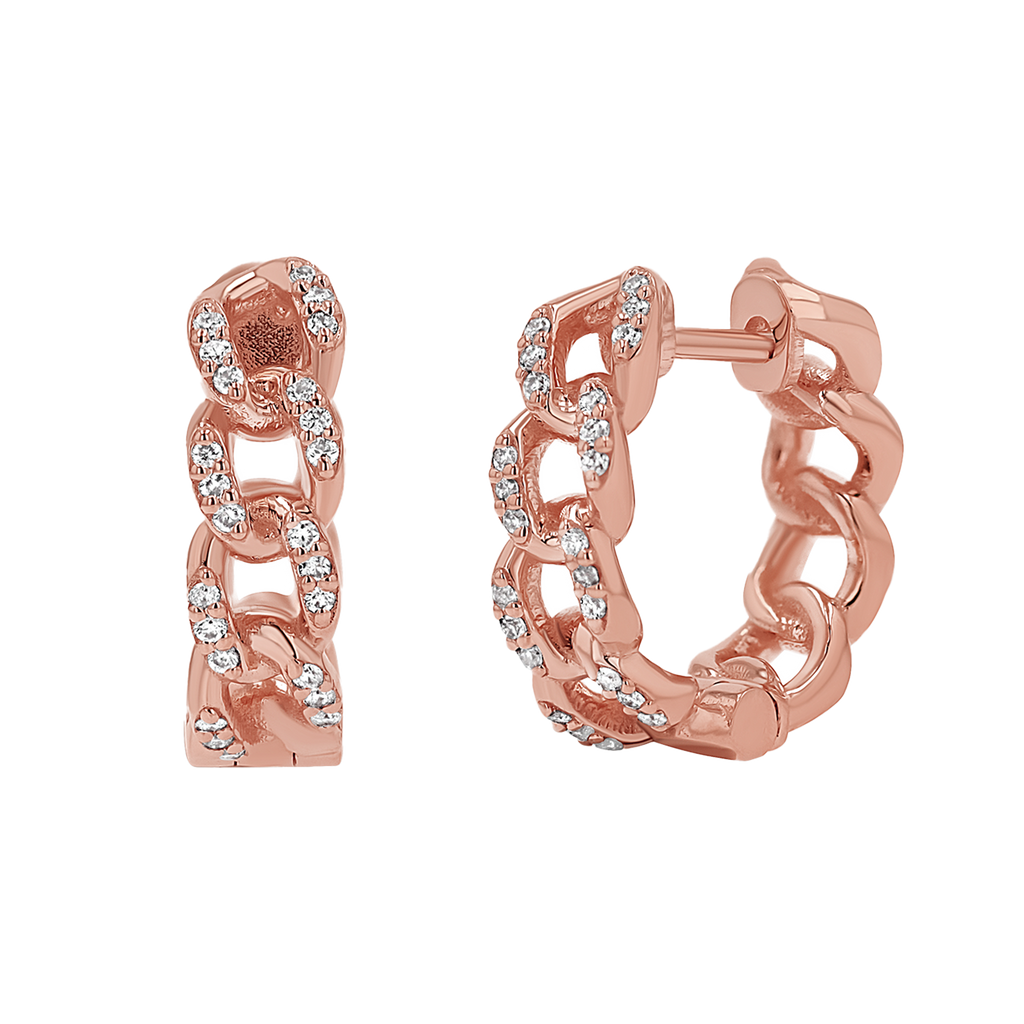 Cuban Link Huggies Hoop Earrings F353773