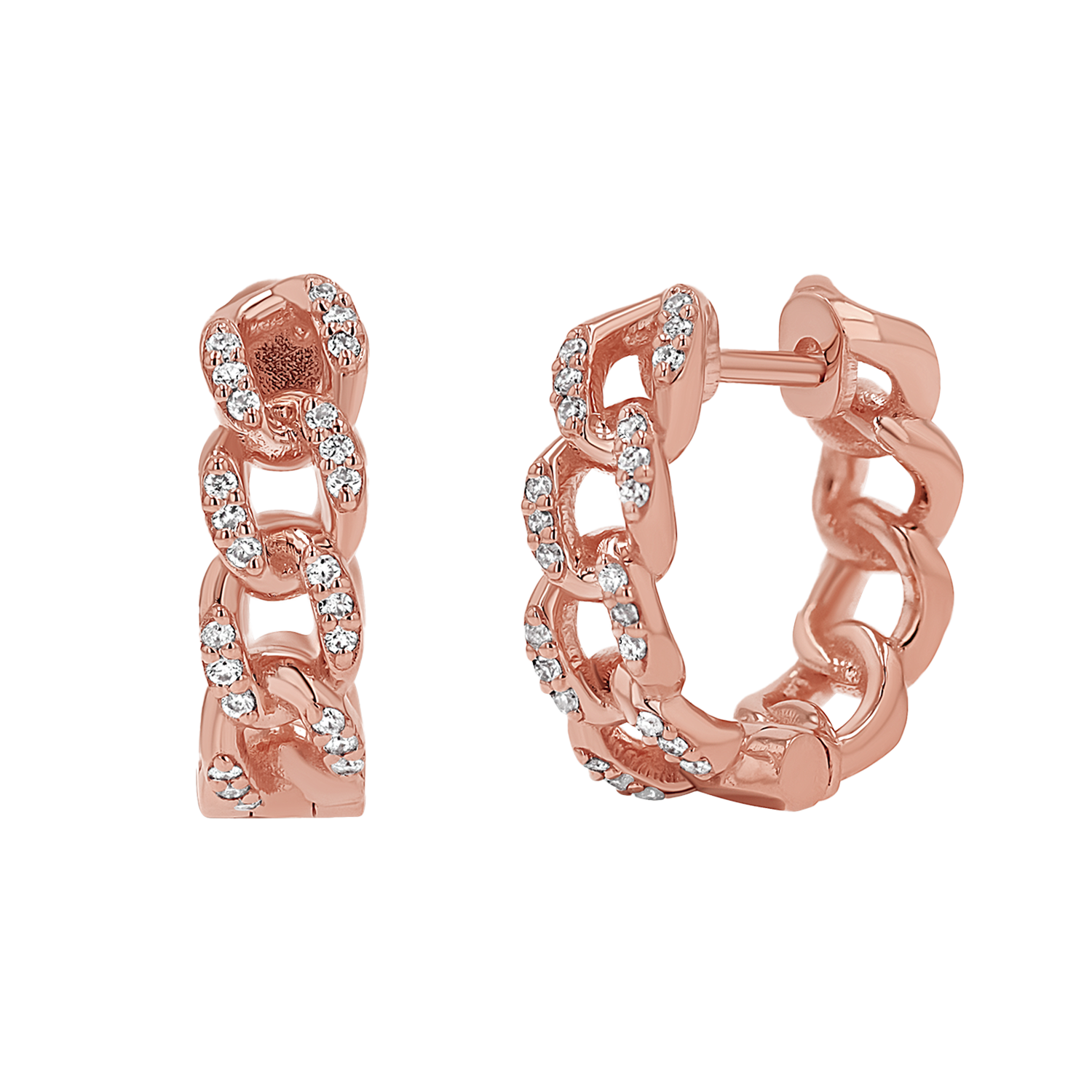 Cuban Link Huggies Hoop Earrings F353773